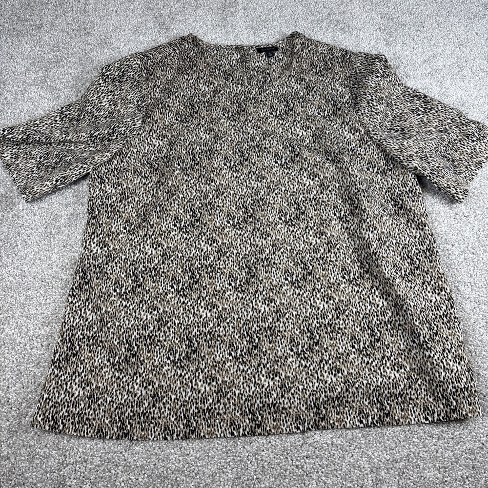 Talbots Woman Short Sleeve Pullover Blouse Animal Print Colors‎ Women's Size 16